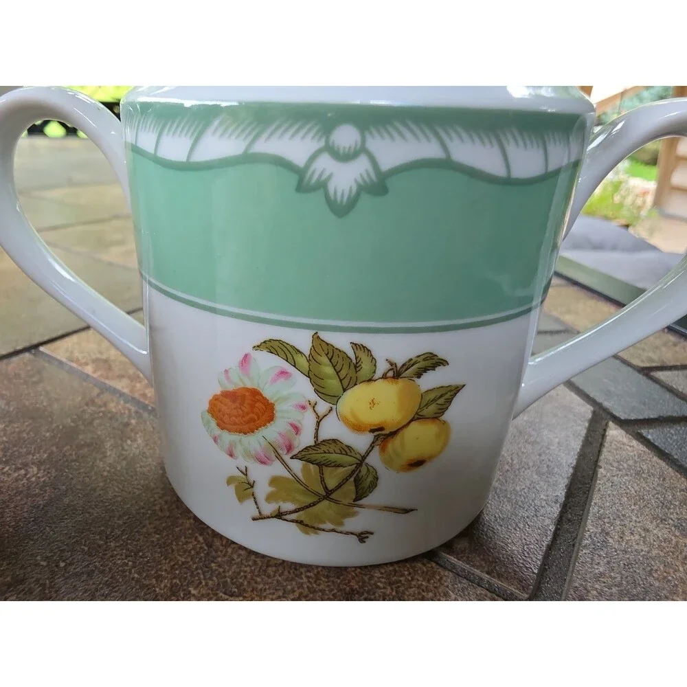Georges Briard Devonshire Green Creamer & Sugar Bowl Set Vintage England Fruit